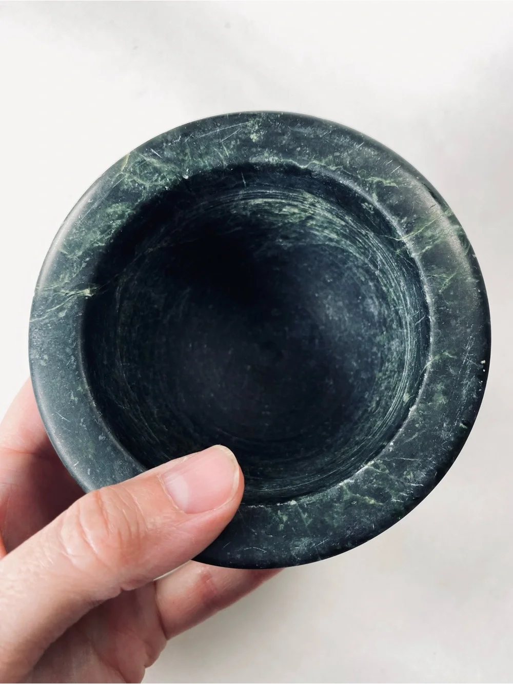 Vintage Traditional Green Marble Pedestal Mortar Spice Grinder Bowl (No Pestle)